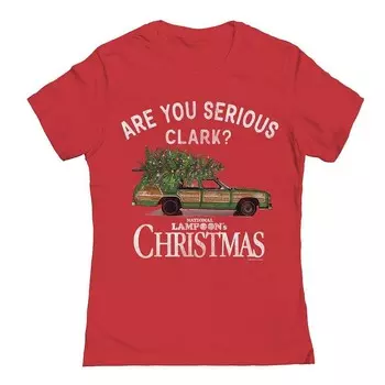 Футболка с рисунком «Рождественские каникулы» Junior's Are You Serious Clark National Lampoon's Licensed Character, красный