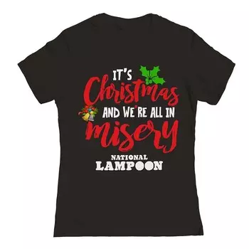 Футболка с рисунком «Рождественские каникулы» Junior's Christmas Misery National Lampoon's Licensed Character, черный