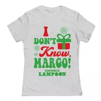 Футболка с рисунком «Рождественские каникулы» Junior's I Don't Know Margo National Lampoon's Licensed Character, цвет Heather Gray