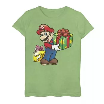 Футболка с рисунком «Рождественские подарки» Nintendo Super Mario для девочек 7–16 лет Licensed Character