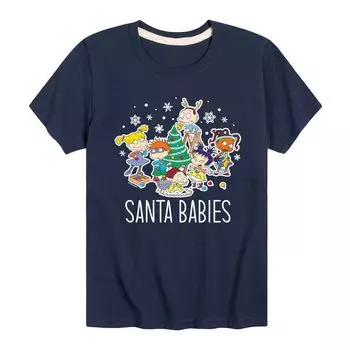 Футболка с рисунком Rugrats Santa Babies для мальчиков 8–20 лет Licensed Character, синий