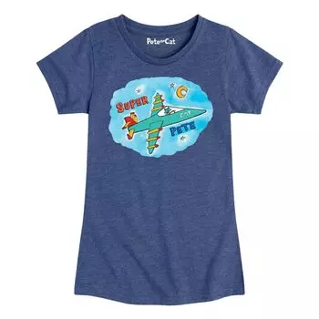 Футболка с рисунком самолета для девочек 7–16 лет Pete The Cat Licensed Character