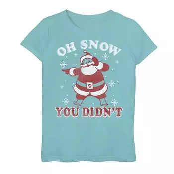 Футболка с рисунком Санта-Клауса для девочек 7–16 лет «Oh Snow You Didn't» Unbranded
