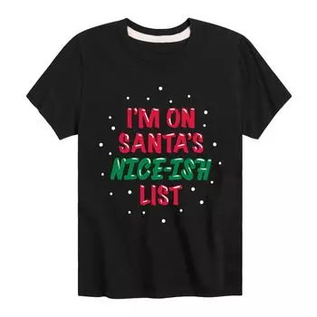 Футболка с рисунком Santas Nice Ish List для мальчиков 8–20 лет Licensed Character