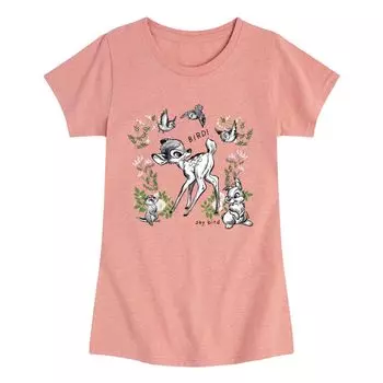 Футболка с рисунком Say Bird для девочек 7–16 лет Disney's Bambi Licensed Character, розовый