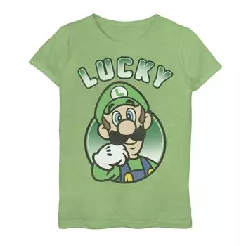 Футболка с рисунком «Счастливый Луиджи» для девочек 4–16 лет, Nintendo Super Mario St. Patty's Licensed Character