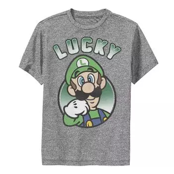 Футболка с рисунком «Счастливый Луиджи» для мальчиков 8–20 лет Nintendo Super Mario St. Patty's Licensed Character