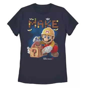 Футболка с рисунком «Сделай» для детей Nintendo Super Mario Maker 2 Block Building Licensed Character