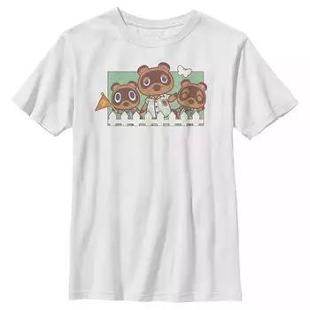 Футболка с рисунком «Семейный портрет» для мальчиков 8–20 лет Animal Crossing New Horizons Nook Licensed Character