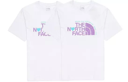 Футболка с рисунком сердца унисекс, комплект из 2 штук, белая The North Face, белый