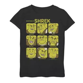 Футболка с рисунком Shrek Emotions Of Shrek Box Up для девочек 7–16 лет Licensed Character