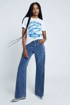 Футболка с рисунком сицилийской рыбы River Island, белый