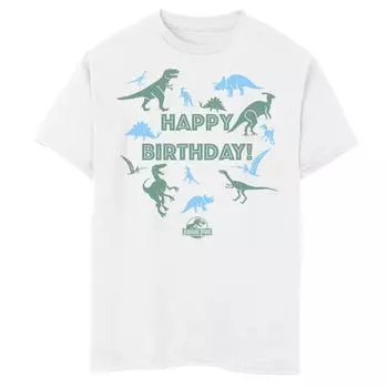 Футболка с рисунком силуэта динозавра для мальчиков 8–20 лет «Мир Юрского периода» с днем рождения Licensed Character