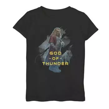 Футболка с рисунком синего оттенка для девочек 7–16 лет «Marvel Avengers: Endgame Thor God Of Thunder» Marvel