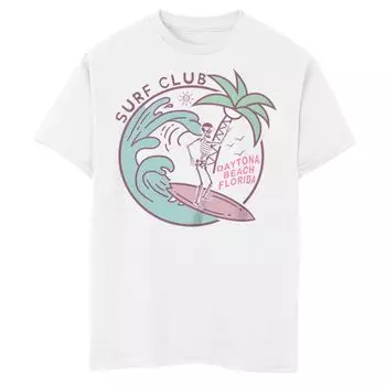 Футболка с рисунком Skeleton Wave для мальчиков 8–20 лет Surf Club Daytona Beach Florida Licensed Character