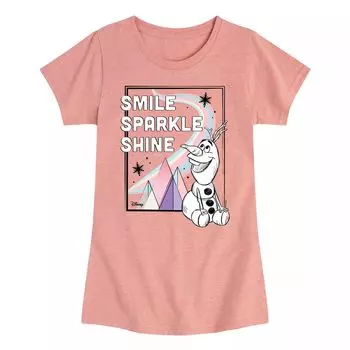Футболка с рисунком Smile Sparkle Shine для девочек 7–16 лет Disney's Frozen Olaf Disney