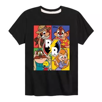 Футболка с рисунком «Спасатели Рейнджеры» для мальчиков 8–20 лет Disney's Chip N Dale Licensed Character, черный