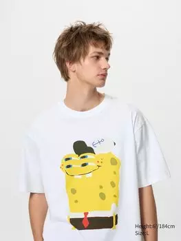 Футболка с рисунком spongebob squarepants Uniqlo, цвет 00 белый