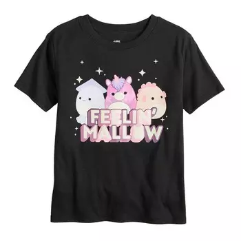 Футболка с рисунком Squishmallow Feelin' Mallow для девочек Licensed Character, черный