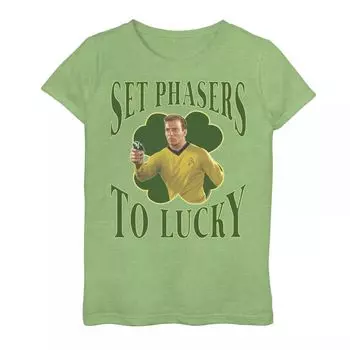 Футболка с рисунком St. Patty's Lucky для девочек 4–16 лет Star Trek Next Generation Licensed Character