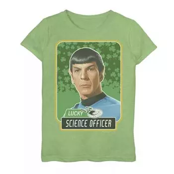 Футболка с рисунком St. Patty's Spock для девочек 4–16 лет Star Trek Next Generation St. Patty's Spock Licensed Character