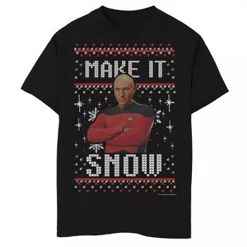 Футболка с рисунком Star Trek Next Generation Make It Snow для мальчиков 8–20 лет Licensed Character