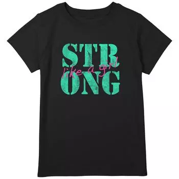 Футболка с рисунком «Strong Like A Girl» для девочек 7–16 лет больших размеров Unbranded