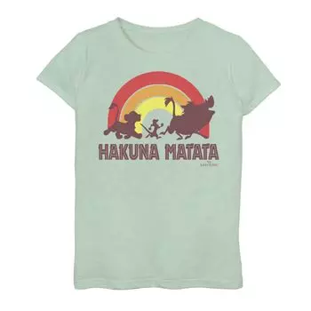 Футболка с рисунком Sunset Hakuna Matata для девочек 7–16 лет Disney's The Lion King Disney, светло-зеленый