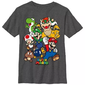 Футболка с рисунком Super Mario Bros для мальчиков 8–20 лет, смешанная группа Licensed Character, цвет Charcoal Heather