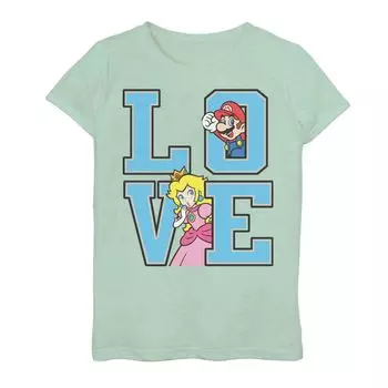 Футболка с рисунком Super Mario Peach and Mario Love для девочек 7–16 лет Licensed Character