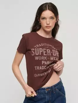 Футболка с рисунком Superdry Archive Script, Темное красное дерево