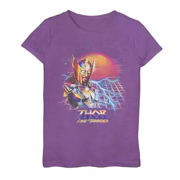 Футболка с рисунком Synthwave Sunset для девочек 7–16 лет Marvel Thor Love And Thunder Marvel