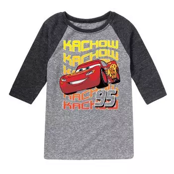 Футболка с рисунком «Тачки» Disney/Pixar для мальчиков 8–20 лет Lightning Kachow с рисунком реглан Licensed Character, серый/черный