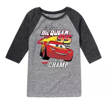 Футболка с рисунком «Тачки» Disney/Pixar для мальчиков 8–20 лет Lightning Seven Champ Raglan Licensed Character, серый