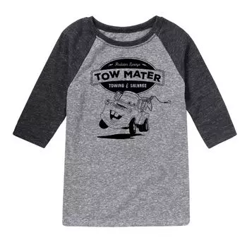 Футболка с рисунком «Тачки» Disney/Pixar для мальчиков 8–20 лет Tow Mater Towing Raglan Licensed Character, серый