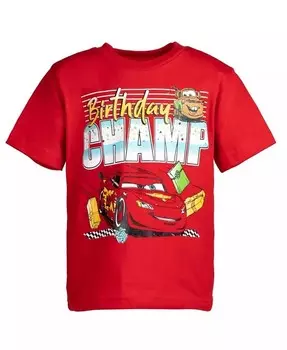 Футболка с рисунком «Тачки Молнии Мак Королевы» для маленьких мальчиков Pixar Cars, красная Disney, красный