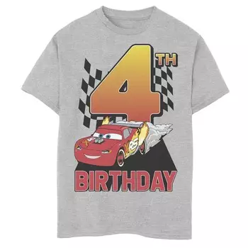 Футболка с рисунком «Тачки Молнии МакКоролевы» Disney/Pixar для мальчиков 8–20 лет, 4-й день рождения Disney / Pixar, цвет Athletic Heather