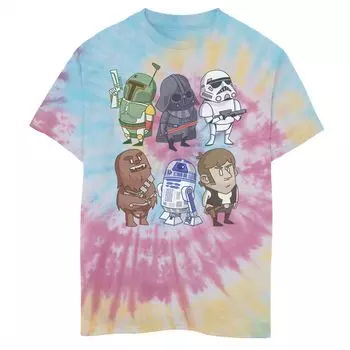 Футболка с рисунком тай-дай для мальчиков 8–20 лет «Звездные войны. Возвращение джедая Дарт Вейдер и друзья» Star Wars