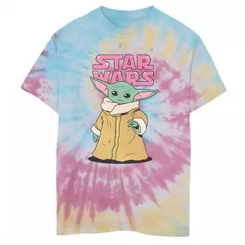 Футболка с рисунком «Тай-Дай» и логотипом Tie Dye для мальчиков 8–20 лет, Мандалорец Грогу, он же Бэби Йода Star Wars