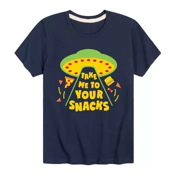 Футболка с рисунком Take Me To Your Snacks для мальчиков 8–20 лет Licensed Character, синий