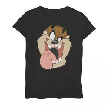 Футболка с рисунком «Таз» Looney Tunes для девочек 7–16 лет с большим лицом и портретом Licensed Character