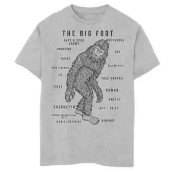 Футболка с рисунком The Big Foot Facts для мальчиков 8–20 лет Licensed Character, цвет Athletic Heather