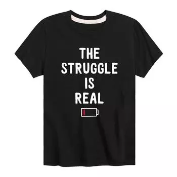 Футболка с рисунком The Struggle Is Real для мальчиков 8–20 лет Licensed Character, черный