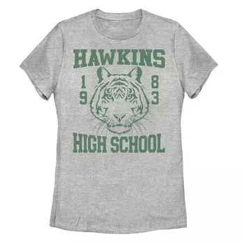 Футболка с рисунком тигра для школьников «Очень странные дела» Hawkins High School Licensed Character, цвет Athletic Heather