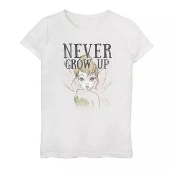 Футболка с рисунком Тинкер Белл для девочек 7–16 лет «Питер Пэн» от Disney's с рисунком «Никогда не вырасти» Disney