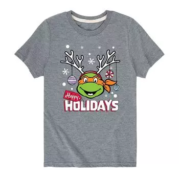 Футболка с рисунком TMNT Happy Holidays для мальчиков 8–20 лет Licensed Character, серый
