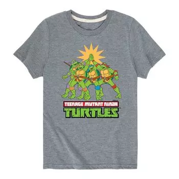 Футболка с рисунком TMNT High Five для мальчиков 8–20 лет Nickelodeon, серый