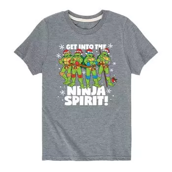 Футболка с рисунком TMNT Into The Ninja Spirit для мальчиков 8–20 лет Licensed Character, серый