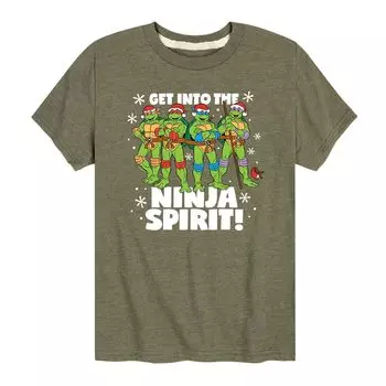Футболка с рисунком TMNT Into The Ninja Spirit для мальчиков 8–20 лет Licensed Character, зеленый