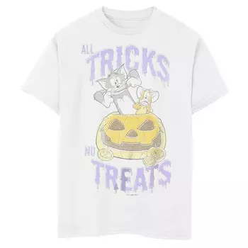 Футболка с рисунком Tom And Jerry для мальчиков All Tricks No Treats Licensed Character, белый